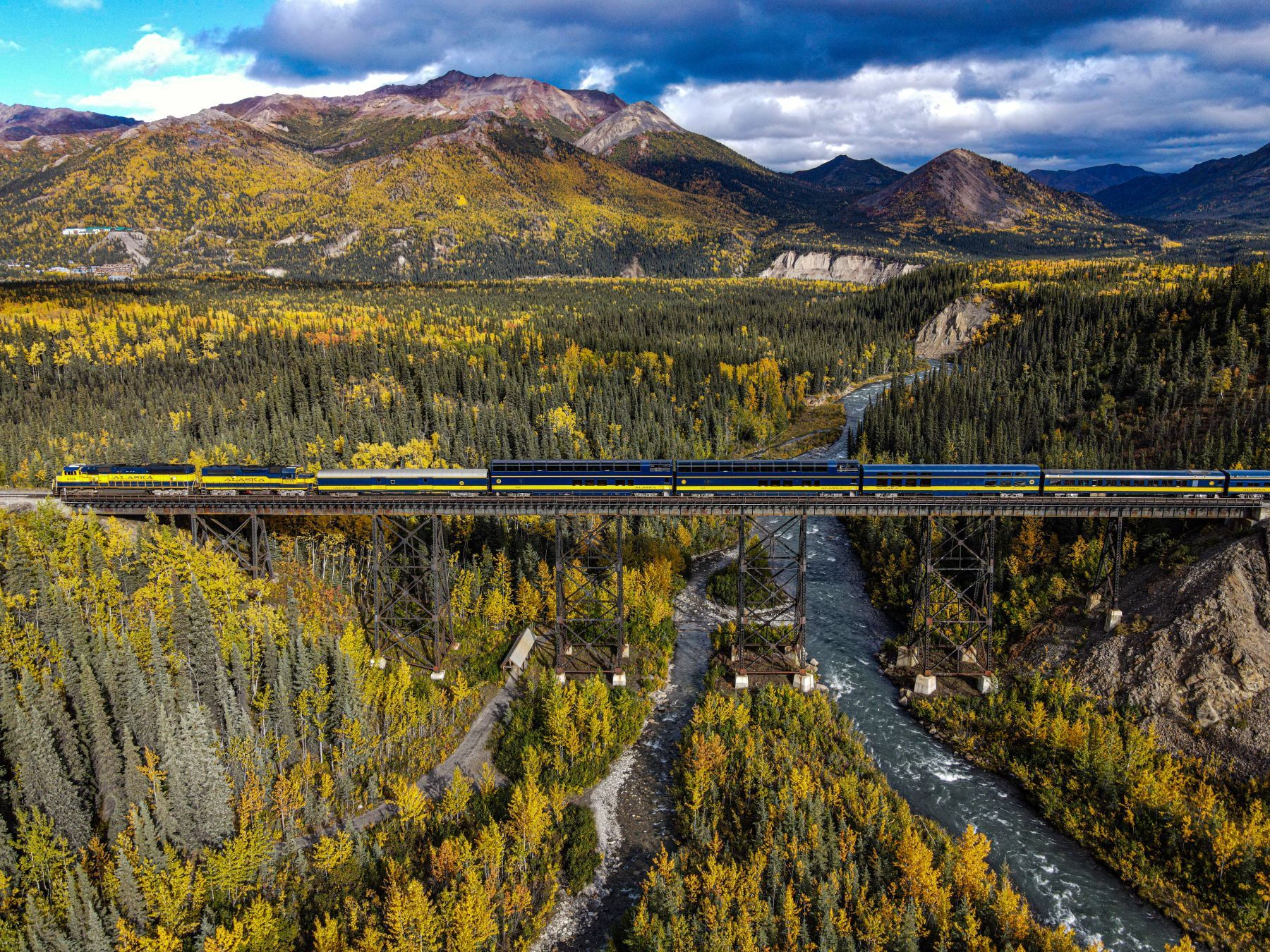 Alaska Railroad Denali Star train in fall