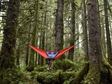Woman on Hammock in Prince William Sound