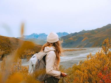 Woman hiking in Denali National Park