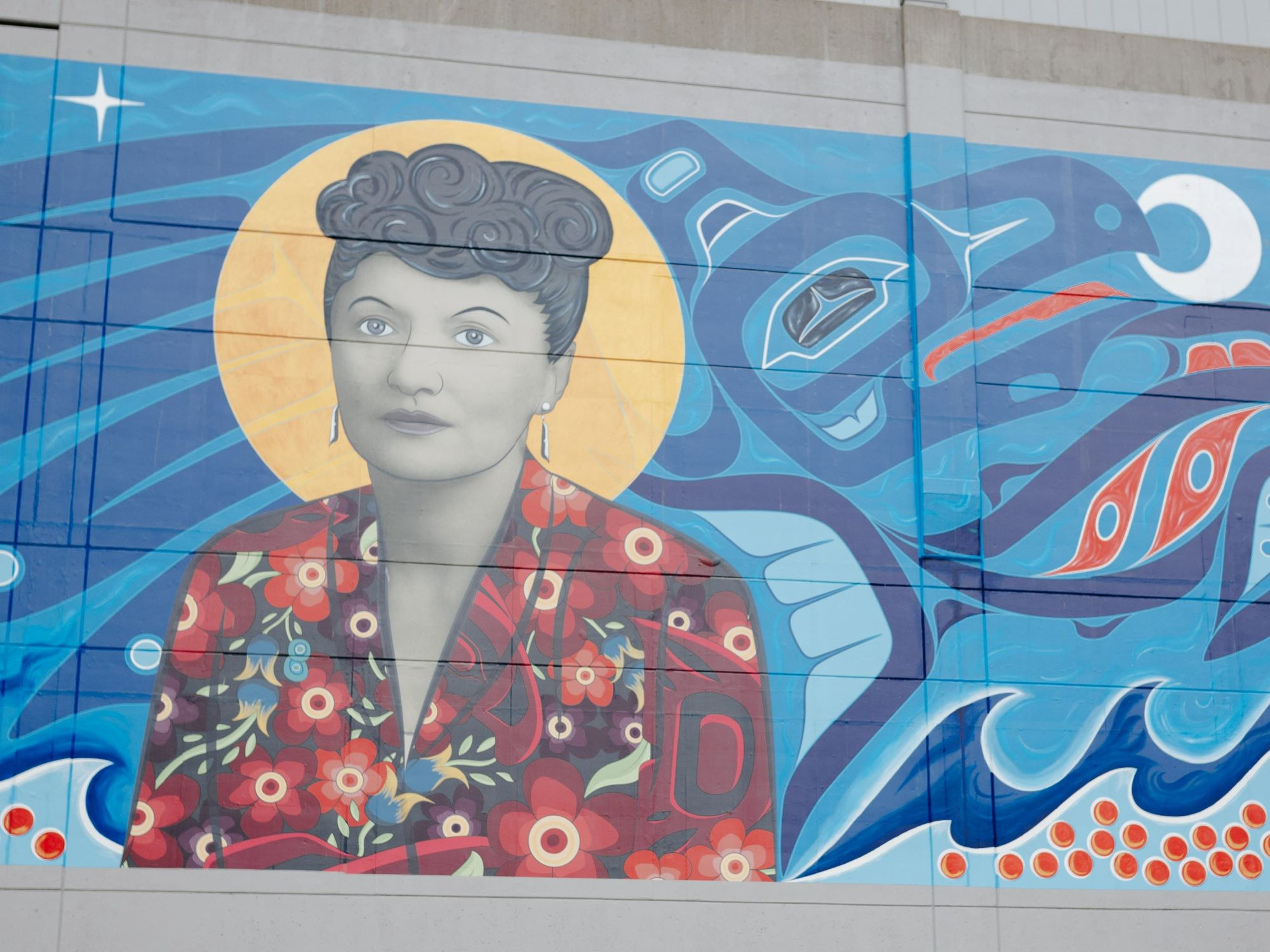 Elizabeth Peratrovich mural in Juneau by Crystal Worl