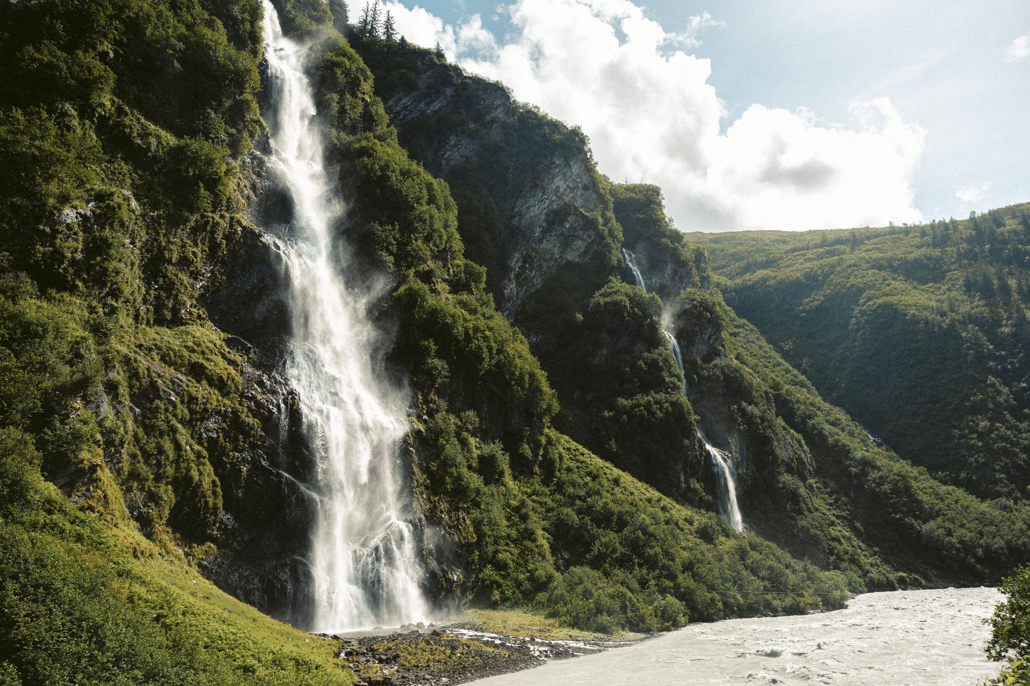 Bridal Veil Falls outside of Valdez in Alaska
