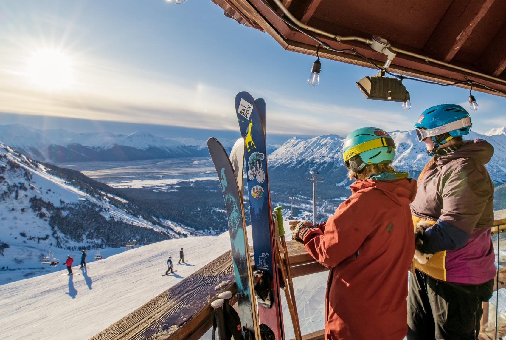 Skiers at Alyeska Resort