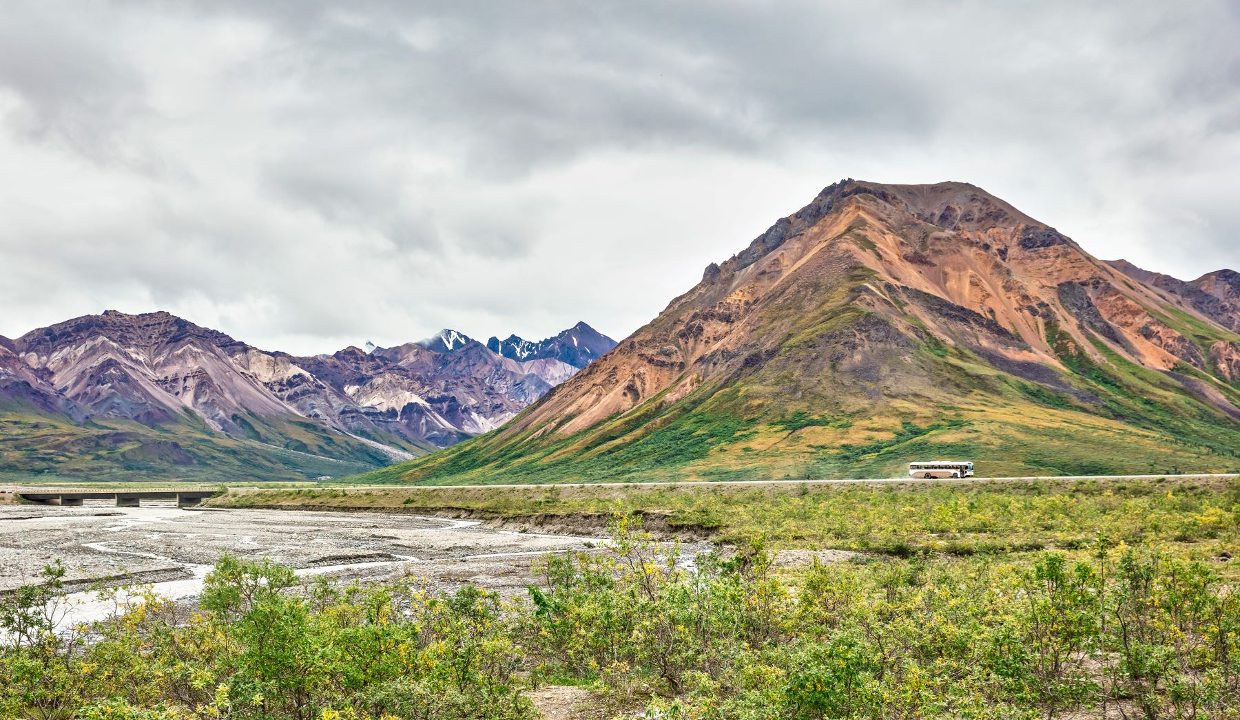 Bus on Denali National Park Road