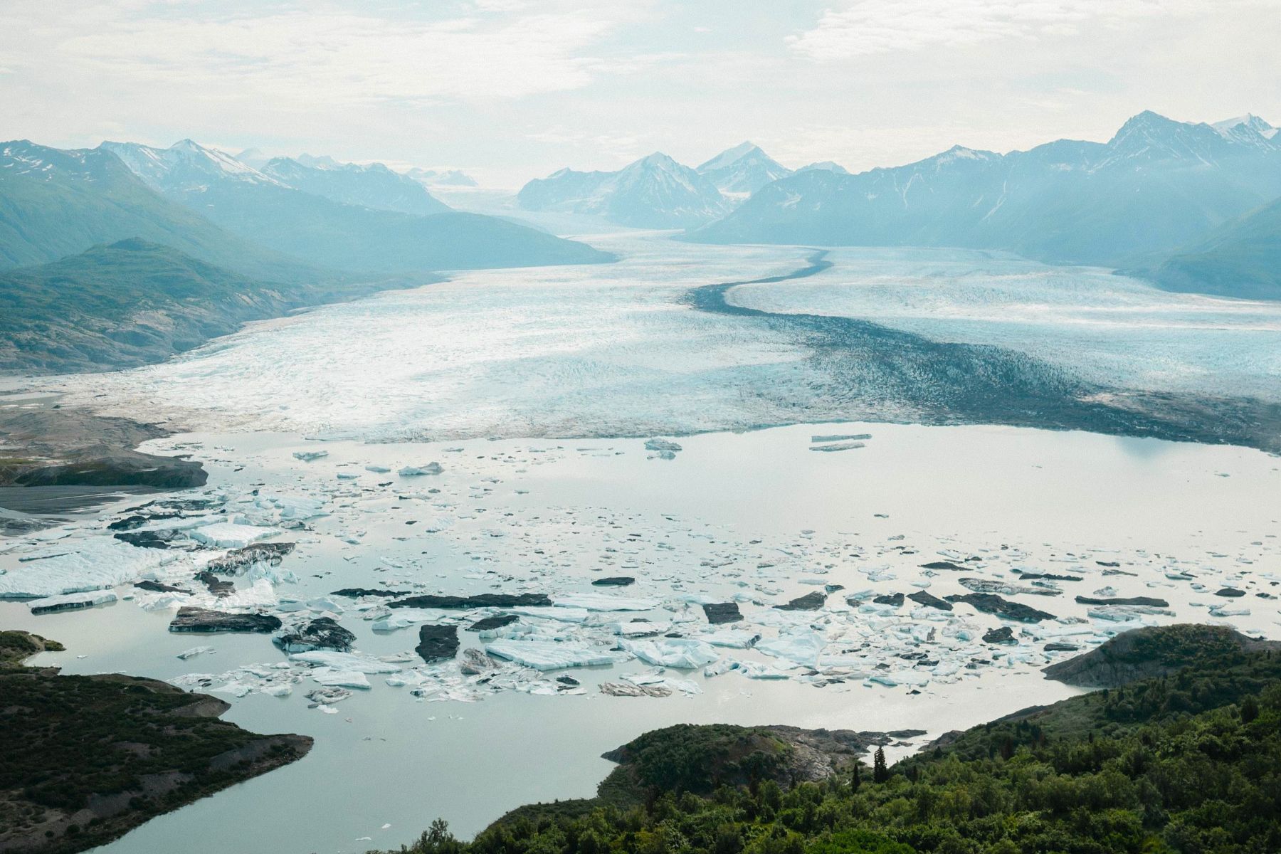 Aerial view of Knik Glacier from a helicopter tour