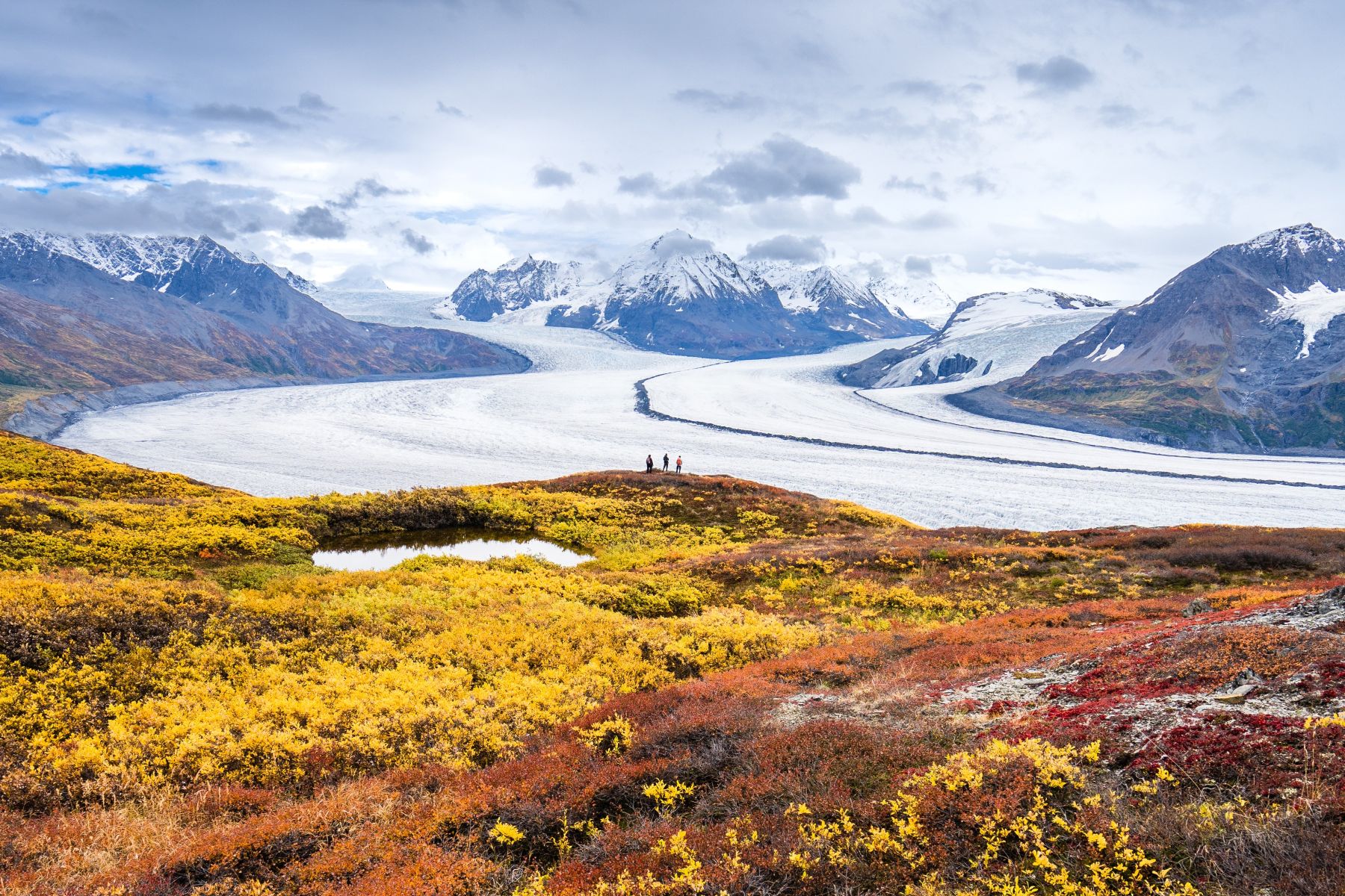 Hikers overlooking Knik Glacier