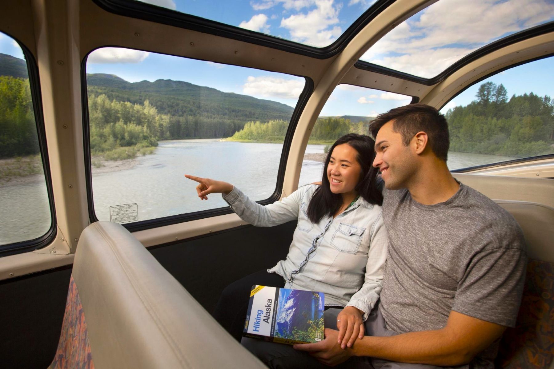 Couple on a train ride