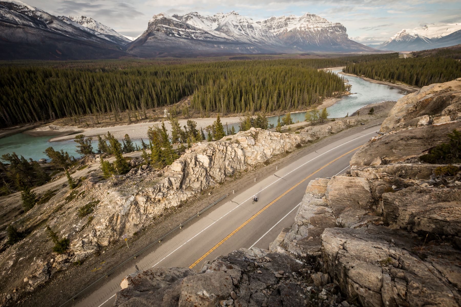Mountain scenery along the road in Alberta