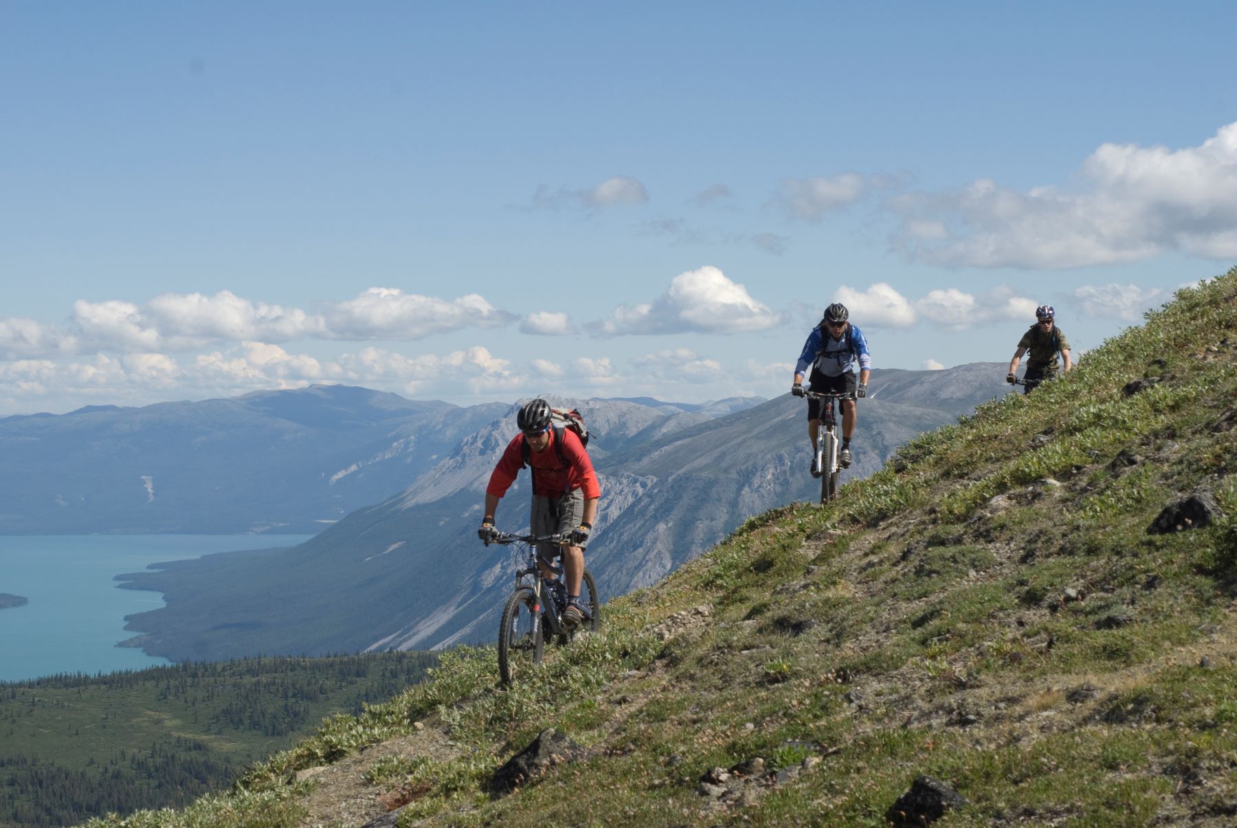 Mountain biking on Montana Mountain in the Carcross Area, Yukon