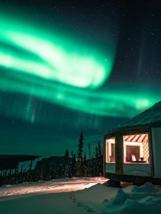 Northern lights viewing yurt