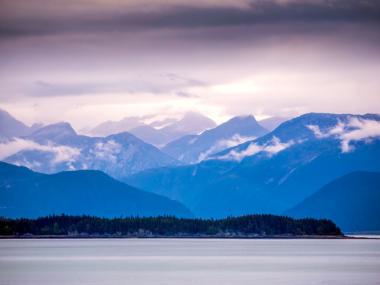 Alaska Inside Passage ocean and mountain view