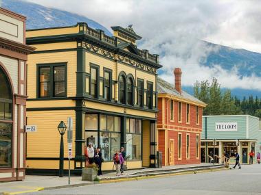 Historic buildings in downtown Skagway in Klondike Gold Rush National Historical Park