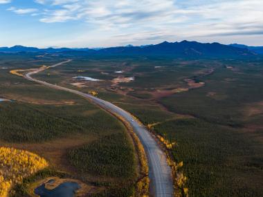 Alaska Highway in fall in the Yukon