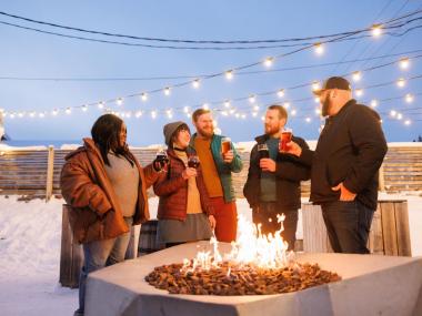 Group of people enjoying beer at a brewery in Fairbanks