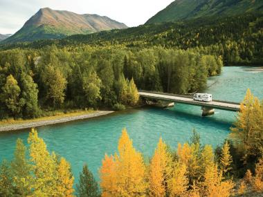 RV driving on the Kenai Peninsula in Alaska