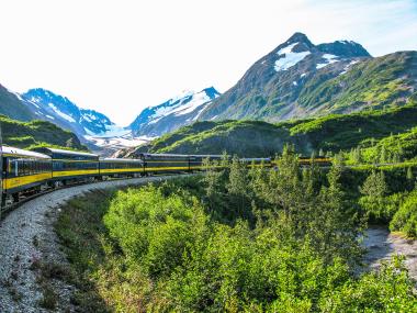 Train through Alaska mountains