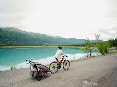 Biking at Eklutna Lake