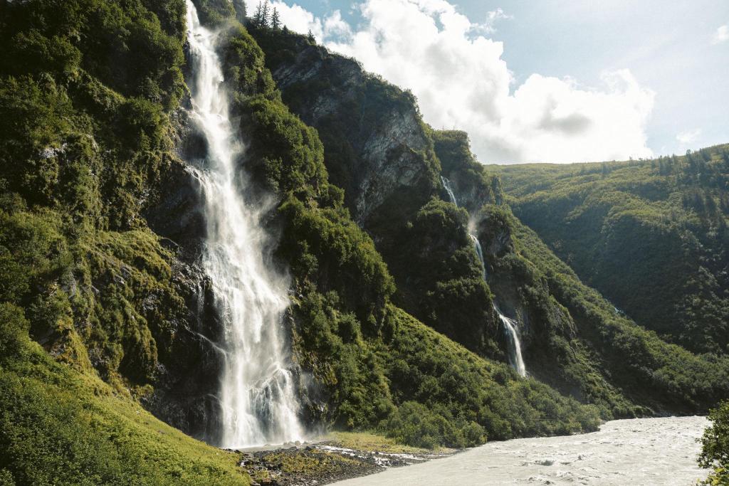 Bridal Veil Falls outside of Valdez in Alaska