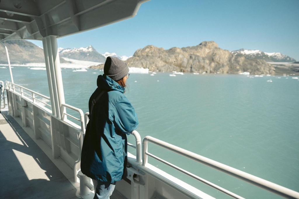 Woman on day cruise in Prince William Sound from Valdez