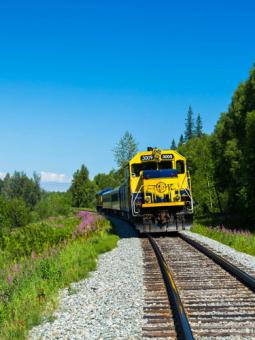 Train by water in Alaska