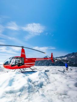A helicopter on Knik Glacier