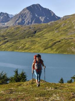 Woman hiking Lost Lake trail