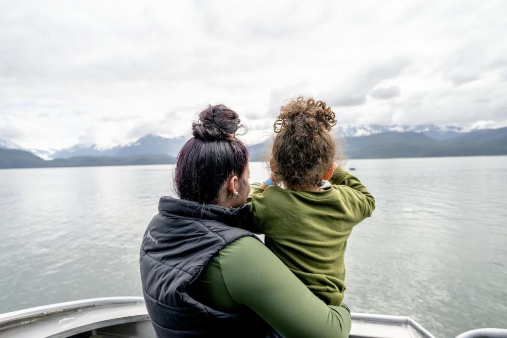 Mother and daughter whale watching in Juneau
