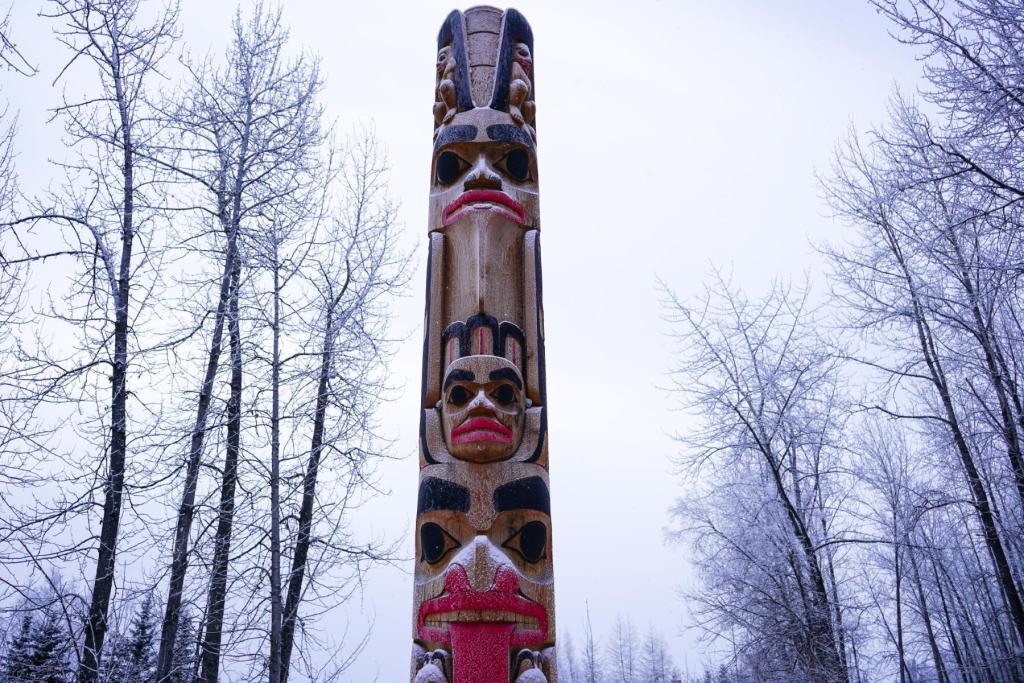 Totem pole at the Alaska Native Heritage Center