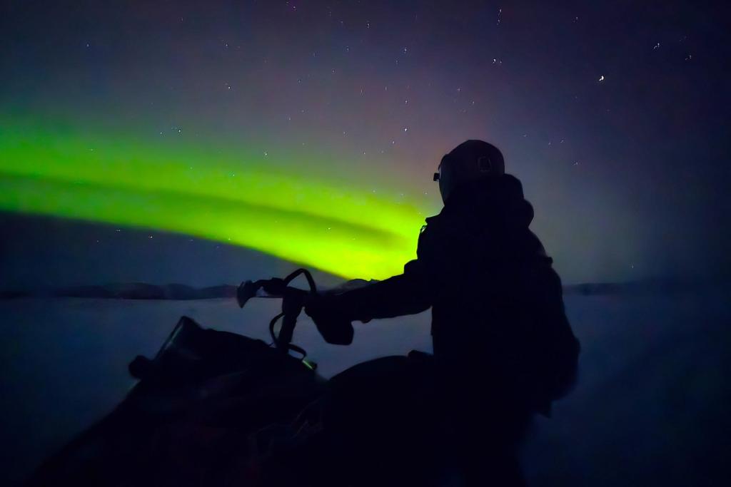 Northern lights snowmachine tour