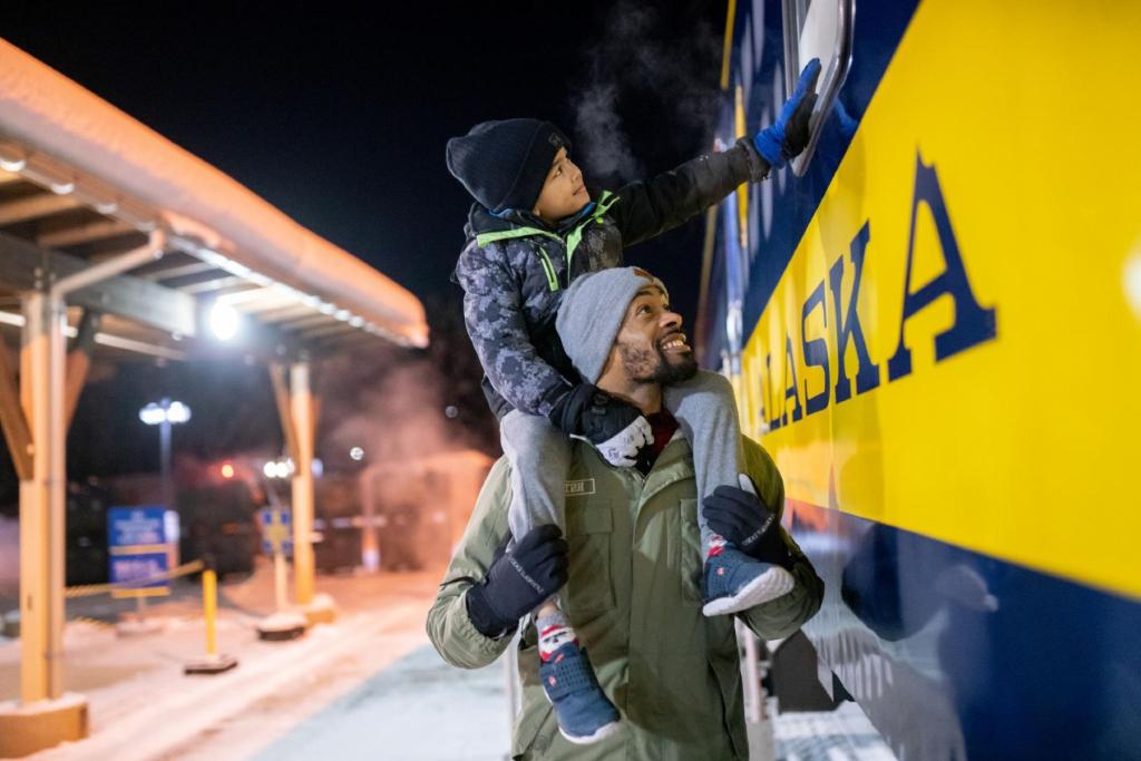 Family at the Aurora Winter Train