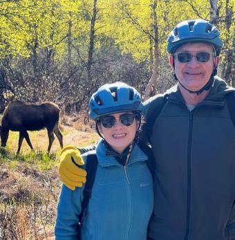 Moose on the trail Photo