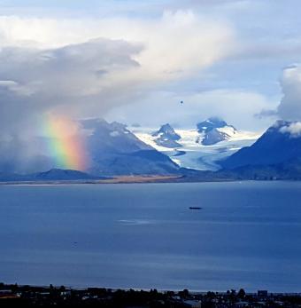 Rainbow and Glacier Photo