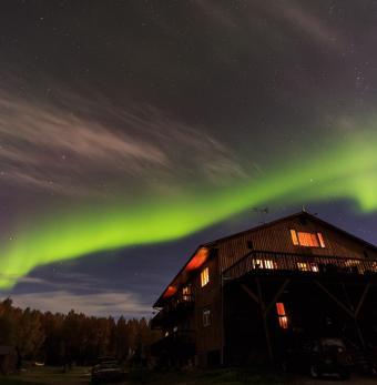 Northern Lights over Alaska Grizzly Lodge Photo